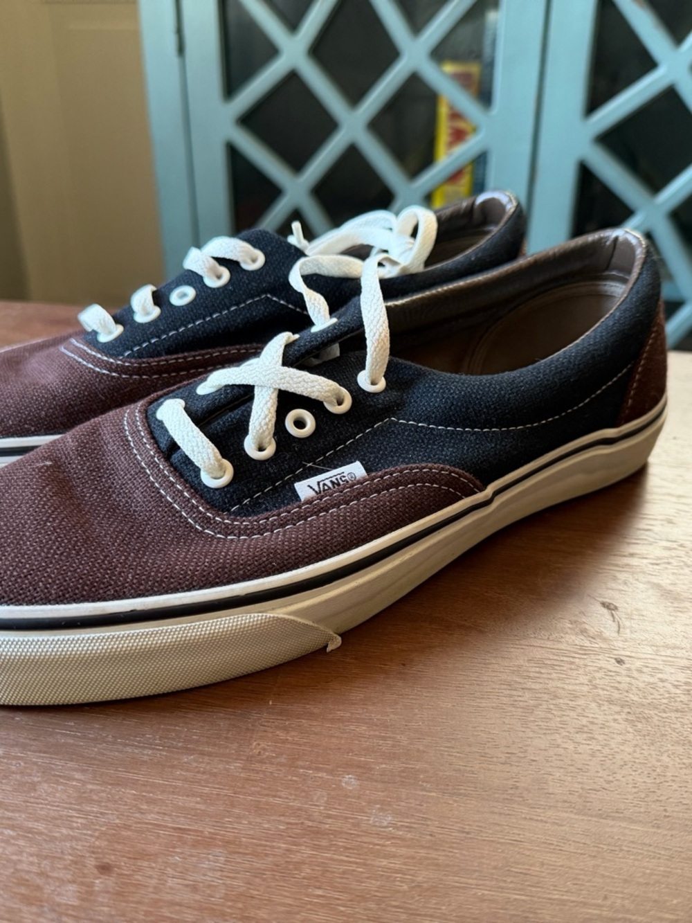 Vans Men’s Two-Tone Brown and Black Canvas Sneakers